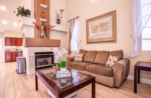 North Las Vegas House | Gorgeous home: king bed, private pool and spa, 85in TV, dart game, EV charger