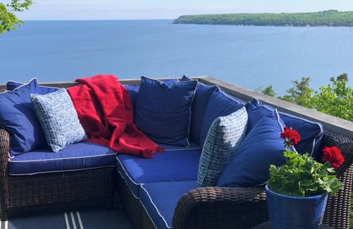 Sister Bay House | Hot tub, fireplace, walking path to town, patio & deck, STUNNING WATER VIEWS!