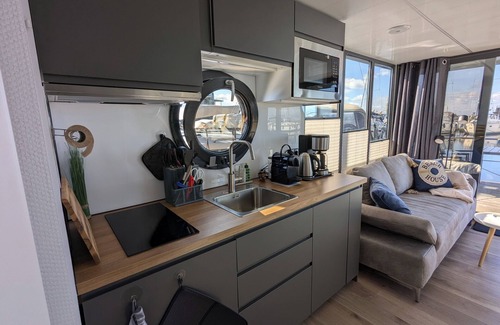 Wendtorf Boat Rental | Houseboat Fjord Stella with bio sauna and roof terrace in Wendtorf/Kiel Fjord