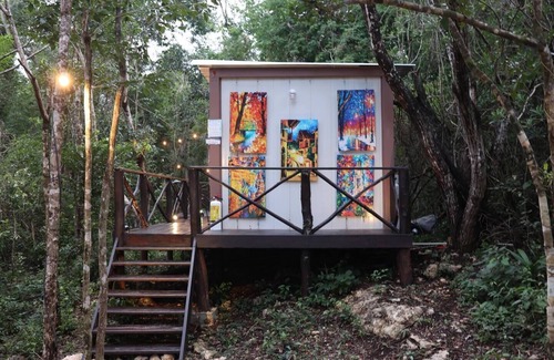 Akumal Cabin | Jungle Cabana with 2 beds, AC, and private Hot Tub.