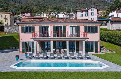 Grandola ed Uniti Villa | Lake Como lake front Villa rental for 28 people with pool, AC, Wi-Fi, walk to town