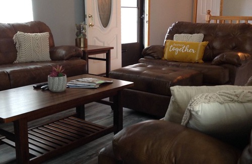 Marion House | Lake of Egypt 4 bedroom home sleeps 8 with dock and flat yard and lakefront!