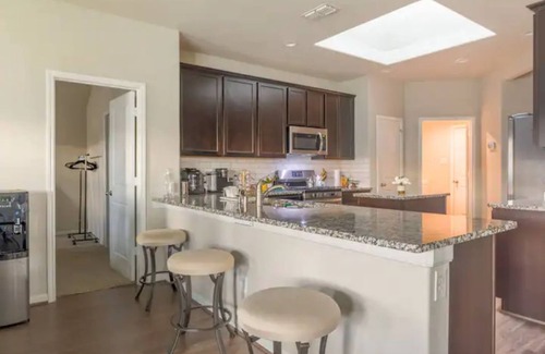 Missouri City House | Lake Olympia home seasonal pool, patio BBQ pit, & play area.