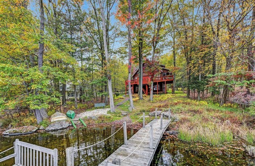 Gouldsboro Ski Chalet | Lakefront Chalet on Big Bass Lake - 5 BR Spacious Home on 3 Levels
