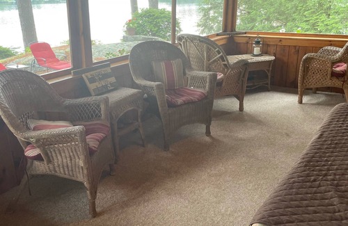 Moultonborough Cottage | Lakefront cottage with mountain view, private sandy beach & dock for a boat!