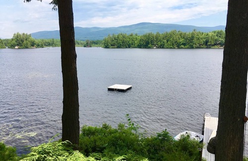 Moultonborough Cottage | Lakefront cottage with mountain view, private sandy beach & dock for a boat!