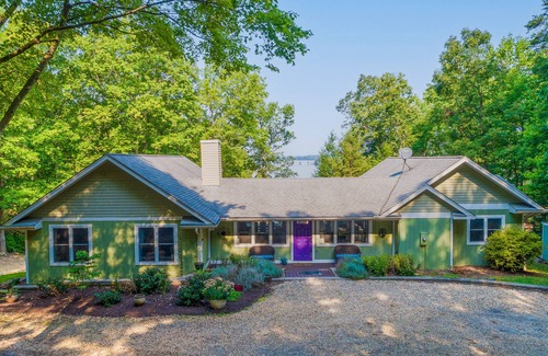 Mineral House | Lakefront home with granite counters, fireplace, lake views, & dock