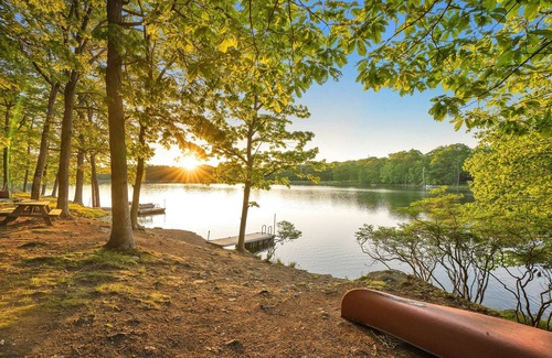Pocono Mountain Lake House | Lakefront, Indoor Pool, Pvt Hot Tub, Pickleball Games, Fireplace