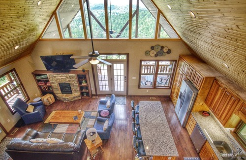 Sylva Cabin | Layers View- Luxury Home in River Community, Huge Views, Hot Tub, Great Fishing!