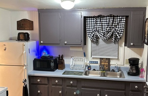 Lakeview Cabin | Little Blue is 190 FT from river Semi-Private Solar lit Dock&Ramp Wifi Sleeps 8