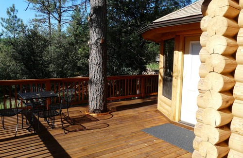 Whispering Pines Cabin | Log Cabin in the Pines, Treehouse with Swinging Bridge, beautiful stream nearby