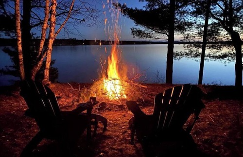 Luck Cabin | Lucky View Lodge Log Cabin on Big Butternut Lake Luck, WI 3 acre 300ft lakeshore