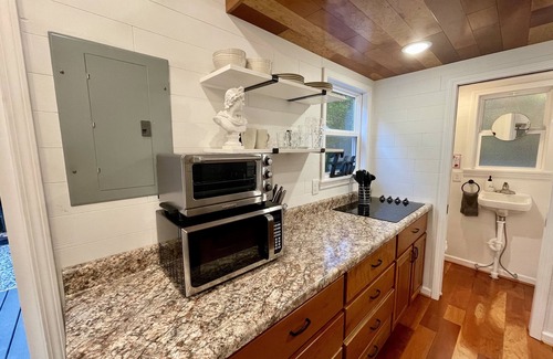 Tellico Plains Cabin | Luxury Tiny House with Treehouse Bedroom and HotTub on 34acres secluded