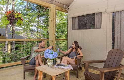 Zirconia Cabin | Luxury Tree Tent in Tuxedo Falls Resort with Private Waterfalls & Hiking