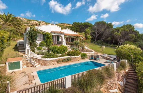 Platges de Fornells Villa | Luxury Villa with Pool, Jacuzzi and Sea Views and 5 Min Walk To Shop/Restaurants