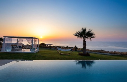 Kalathas Villa | Majestic Sea and Sunset view, private heated pool, Luxury villa