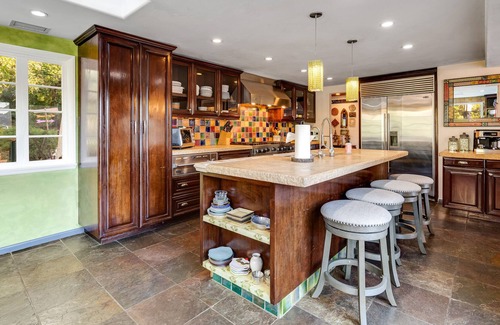 Calabasas House | Mediterranean paradise with lovely pool & spa, mountain-view yoga deck & patios