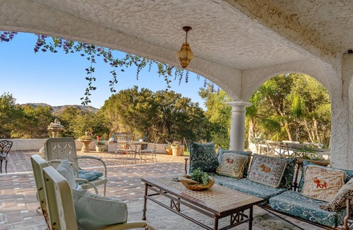 Calabasas House | Mediterranean paradise with lovely pool & spa, mountain-view yoga deck & patios