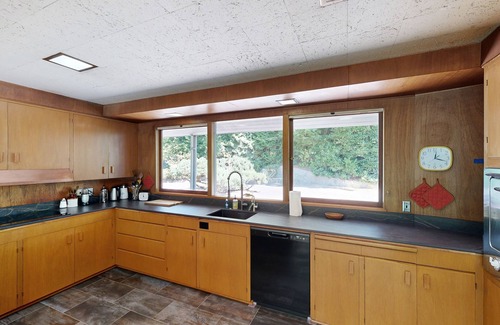 Sylvan-Highlands House | Mid-century modern home with pool, WiFi, BBQ grill, patio, and fireplace