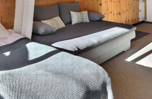 Grimentz Apartment | Middle class studio for 2 to 4 people, living room with 1 double bed and 1 divan bed, kitchen area,