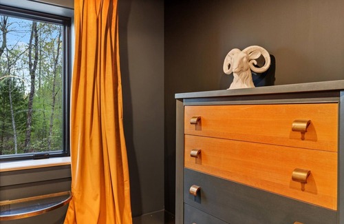 Sebago House | Modern A-frame house with hot tub and fire pit. Very private!