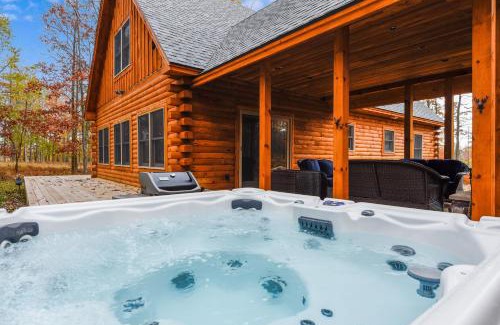 McHenry Villa | Modern Cabin with Hot Tub and Outdoor Fireplace