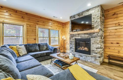 McHenry Villa | Modern Cabin with Hot Tub and Outdoor Fireplace