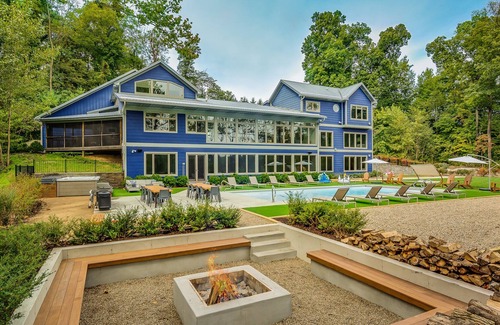 Berrien Springs House | Modern Country Home w/ Heated Pool, 2 Hot Tubs, Fire Pit & Home Theater