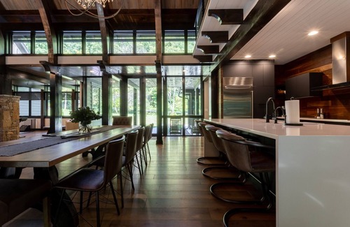 Maggie Valley House | Modern Mountain Creekhouse | Stunning Home with Impeccable Architecture Fireplace, and Fire Pit