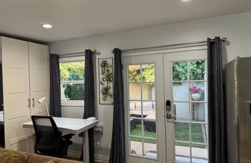 Park West Apartment | Modern Studio with AC, W/D, & Private Patio