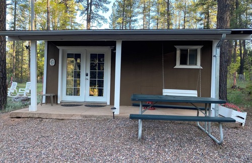 Payson Cabin | New bathroom!Private porch swing, picnic table, plus indoor Jacuzzi & Fireplace.