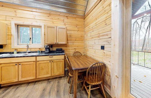 Tomahawk Cabin | New dog-friendly cabin with river views, grill, modern interior, W/D, and AC