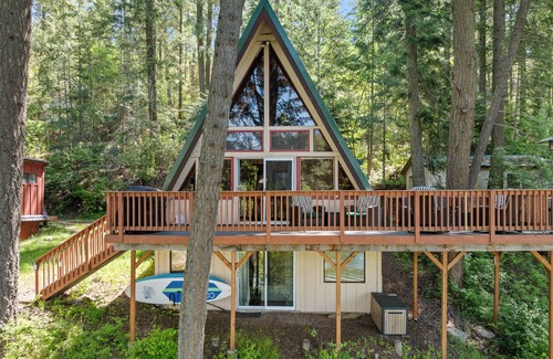 Coeur d'Alene House | New Listing! Rustic Lakefront A-Frame Gem | Dock | Paddleboards