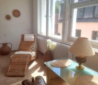 Annaberg-Buchholz House | Nr 9 Hübsche Suite mit Loggia in alte Villa mit Stadtblick und interessante Ausstattung Ohm Zimmer