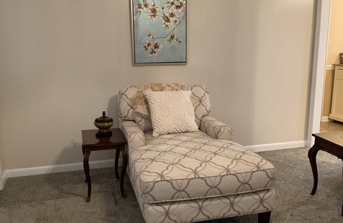 Clarksville House | Office with desk and chair