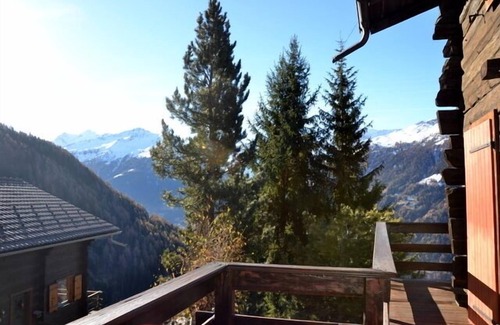 Saint-Luc Ski Chalet | Outside : chalet near the center of the village, terrace and balcony with garden furniture, beautifu