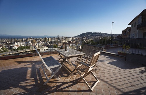 Naples Apartment | Panoramic apartment with large roof terrace in Naples, view of harbor, Vesuvius