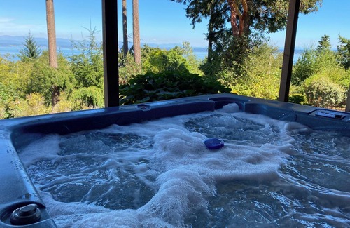 Camano Island House | Panoramic View House of Puget Sound with hot tub and walls of windows
