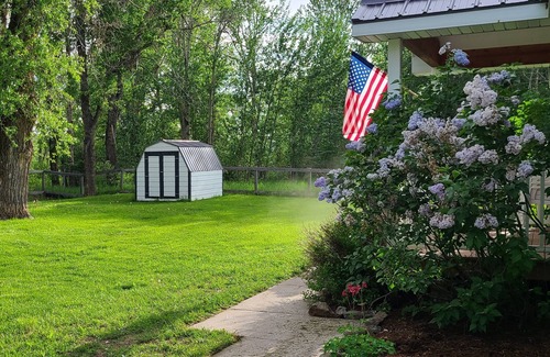 Geyser House | Peaceful house in Highwood Mountains. Private creek access. Large fenced yard.