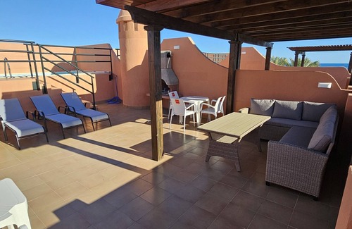 Vera Beach Apartment | Penthouse with private pool on the roof, sea views, 65m from the beach, WiFi