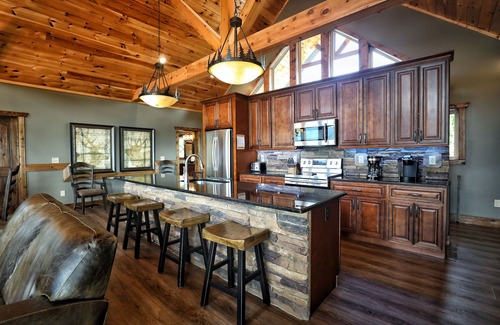 Chalet Village North Cabin | PHENOMINAL Luxury Cabin! AMAZING VIEW! Huge Game Room! 7 Fireplaces! 4 Masters!