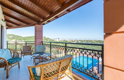 Stalos Villa | Popular Family Villa, A/C, Private Pool with Children's Section, Sea Views - 15 mins to the Beach!