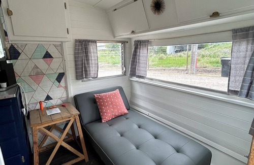 Lava Hot Springs House | Retro Camper full size bed