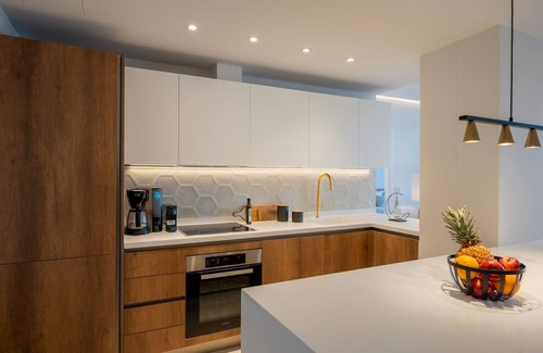 Kalyves Apartment | Rhadamanthus, AmphiMatrion Luxe Seaview Apt with private hot tub and shared pool