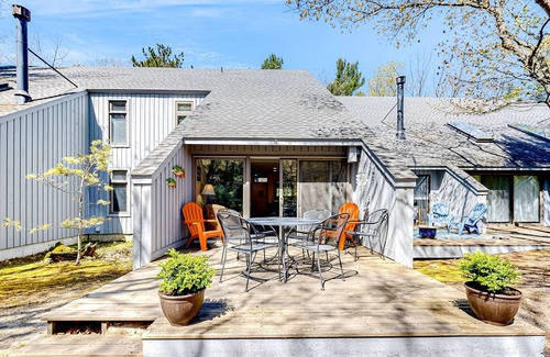 Glen Arbor House | Riverfront condo with lake access, views, deck, washer/dryer, community firepit