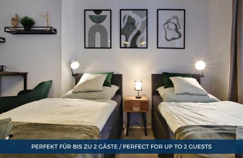 Stadtkern Apartment | RtR Essen - Für bis zu 2 Personen - Voll ausgestattet - Balkon - Zentral Limbecker Platz - Messe - Uniklinikum - Smart TV - Modern