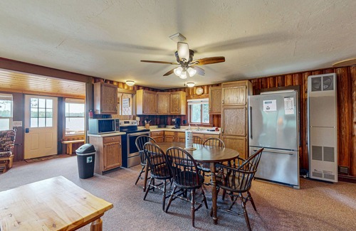St Germain Cabin | Rustic Cozy lakefront Cabin with dock, fire pit, gas grill, W/D & quiet location
