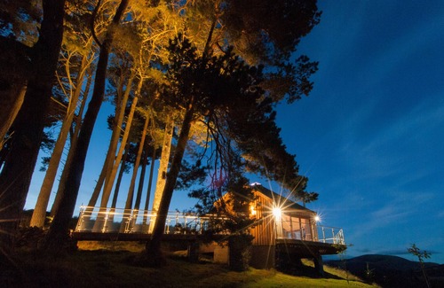 Blairgowrie Cabin | Scots Pine Treehouse @ Dalnoid - secluded, sleeps 2, hot-tub, mountain views