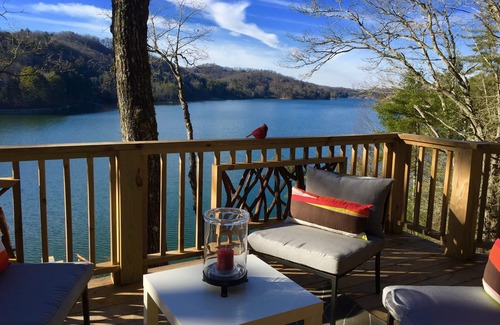 Cullowhee House | Secluded Lake Glenville Compound-Modern Rustic Prime Lake View