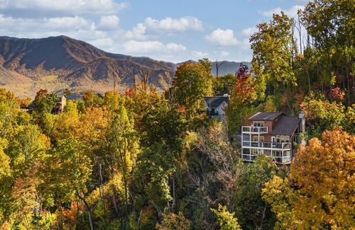 Chalet Village North Cabin | Secluded Luxury Cabin! 3 King Suites! 7 Fireplaces! Hot Tub! BREATHTAKING VIEWS!
